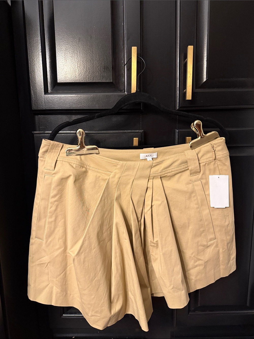 A.L.C. Camel Pleated Wrap Front Skort with Pockets Size 14